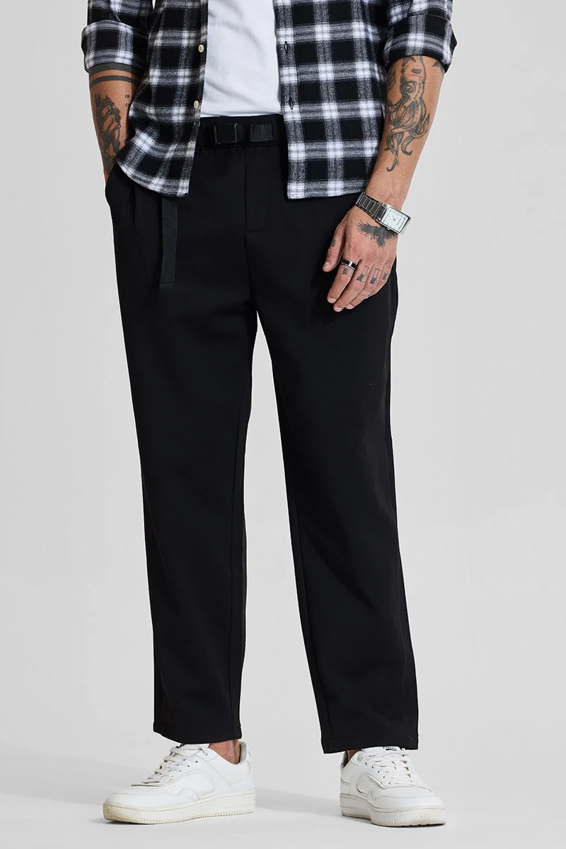 SNITCH Black Relaxed Fit Trousers